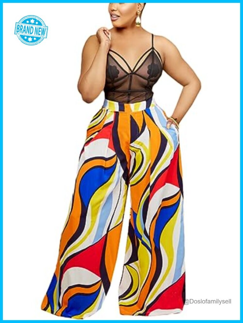 Womens High Waist Palazzo Pants Polyester Spandex Wide Leg Lounge Pants